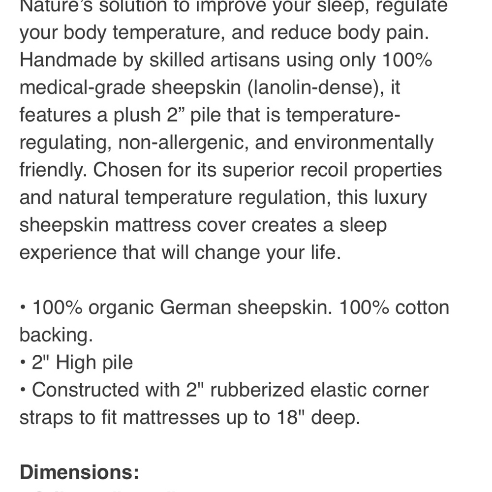 Cozy Organic Sheepskin Mattress Cover Queen Size - Picture 12 of 15
